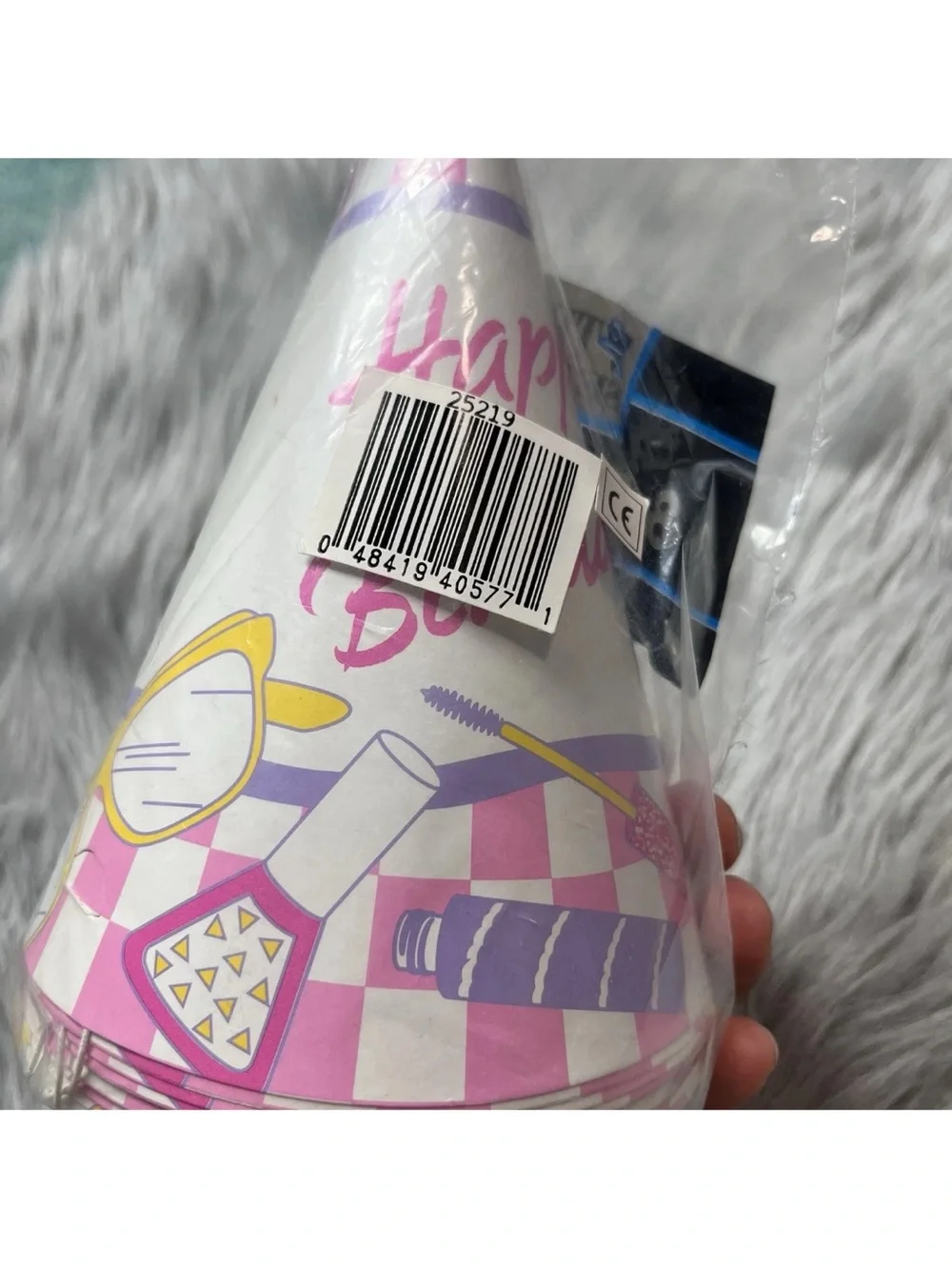 Vintage 90s Girls Birthday Pink Purple White Makeup Beauty Party Hats